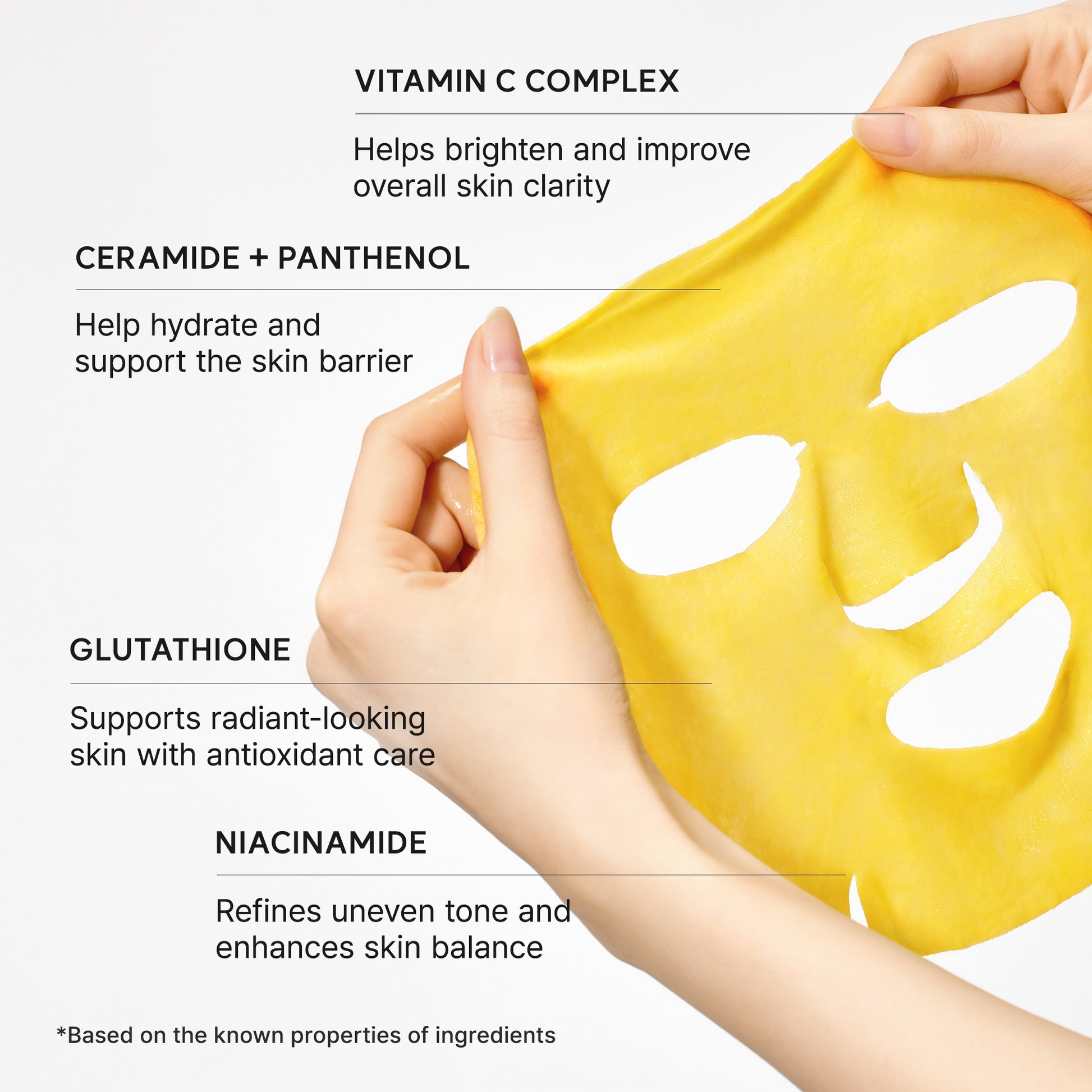 Arencia Vitamin C Tuchmaske mit Ceramiden, Panthenol, Glutathion und Niacinamid