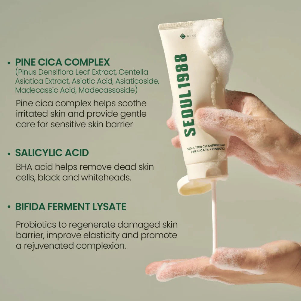 SEOUL 1988 Cleansing Foam: Pine Cica 1% + Probiotics