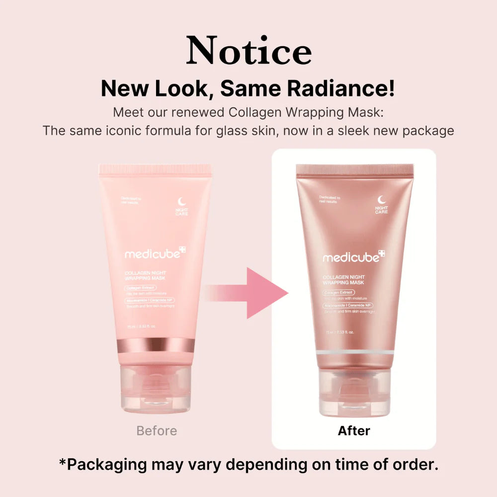 Medicube Collagen Night Wapping Mask Before and After