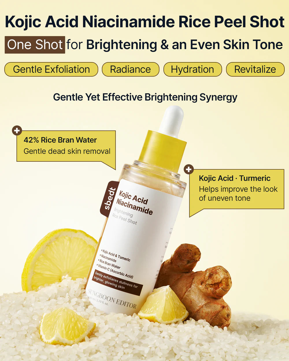 Kojic Acid Niacinamide Éclaircissant Riz Peeling Shot [80ml]