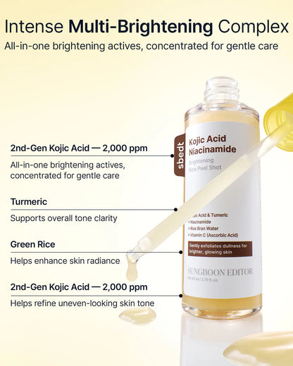 Kojic Acid Niacinamide Éclaircissant Riz Peeling Shot [80ml]