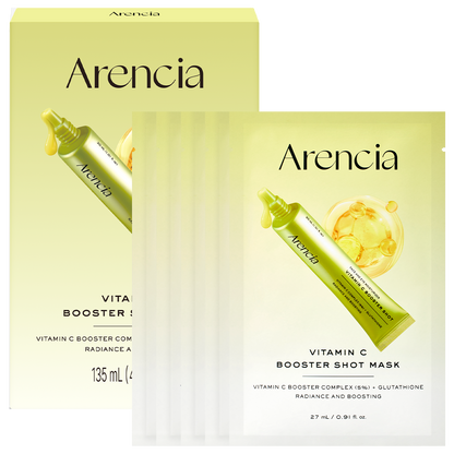 Arencia Vitamin C Booster Shot Mask 5er-Set auf hellem Hintergrund