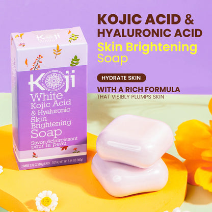 KOJI WHITE Kojic Acid &amp; Hyaluronic Acid Brightening Soap [2x80g]