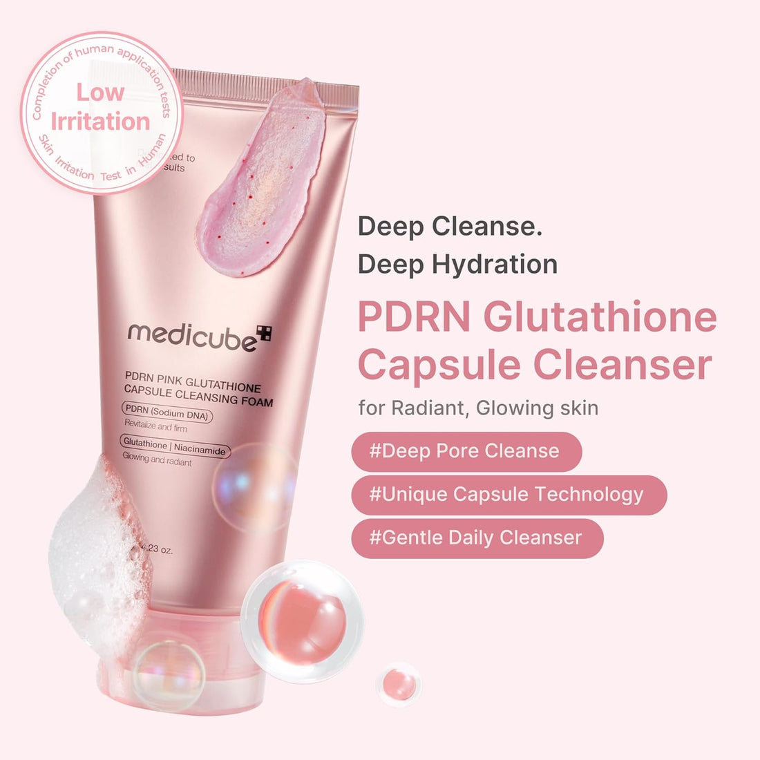PDRN Pink Glutathione Capsule Cleansing Foam [120g]