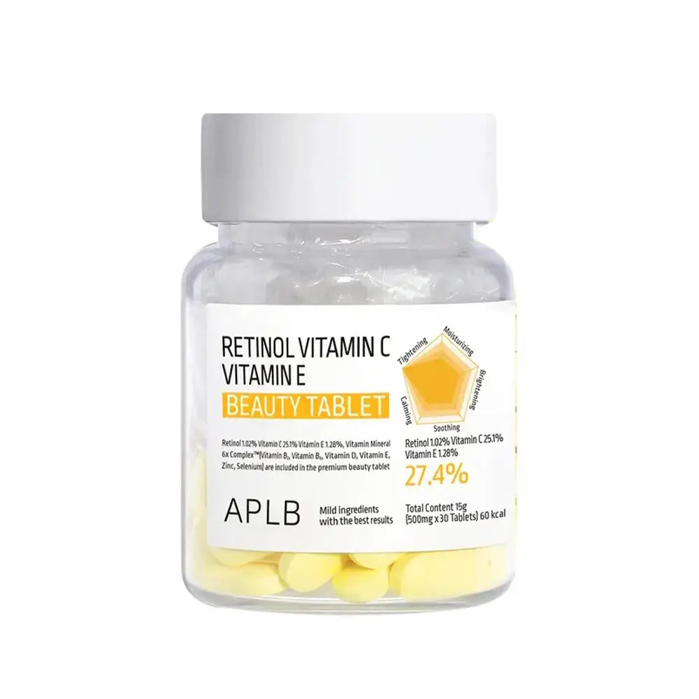 Retinol Vitamin C Vitamin E Beauty Tablets [500mg x 30 Tablets]