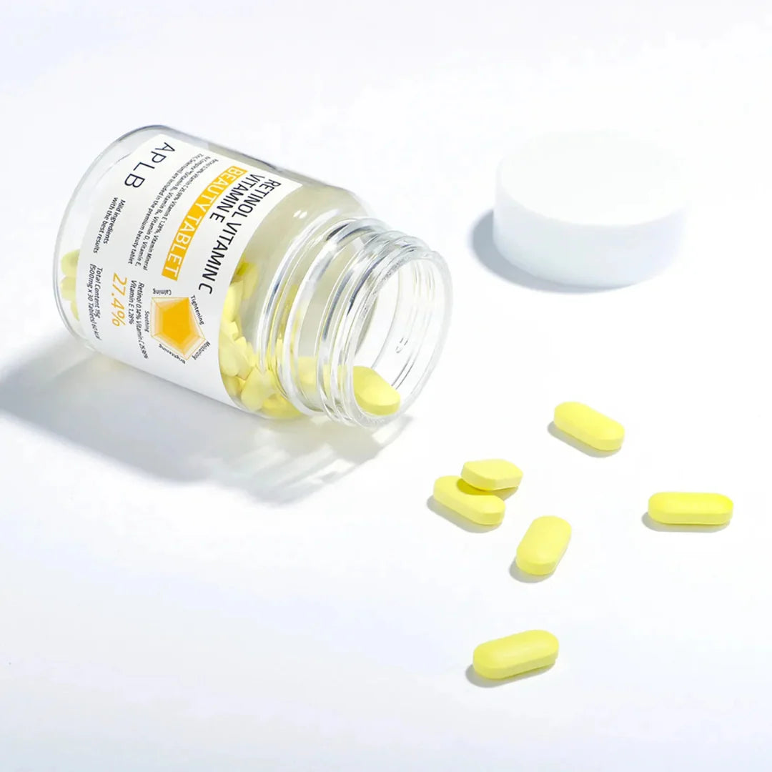 Retinol Vitamin C Vitamin E Beauty Tablet [500mg x 30 Tabletten]