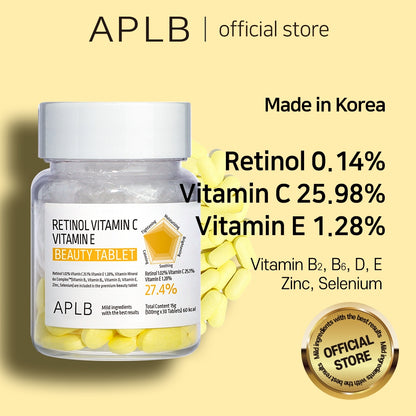 Retinol Vitamin C Vitamin E Beauty Tablet [500mg x 30 Tabletten]