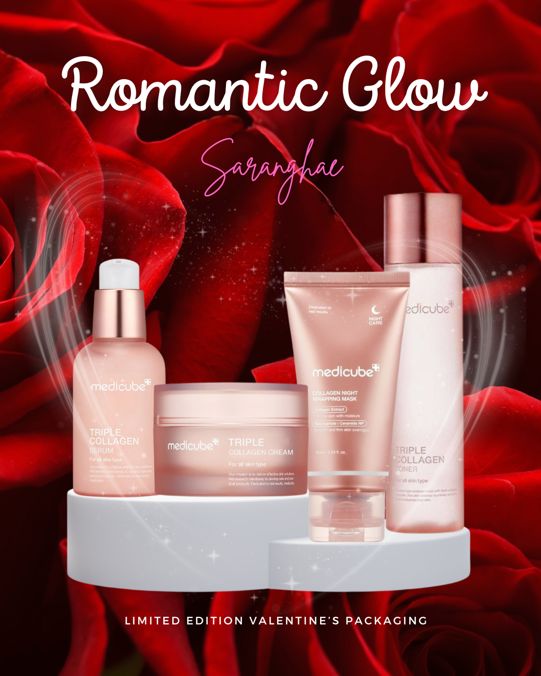 Éclat romantique – Coffret de soins de la peau au collagène pour la Saint-Valentin en édition limitée