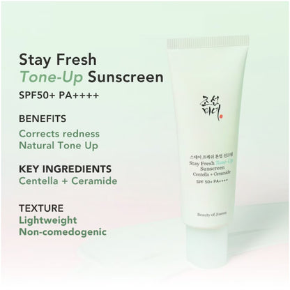 Stay Fresh Tone-Up Sunscreen (Green) [50ml SPF50+ PA++++]