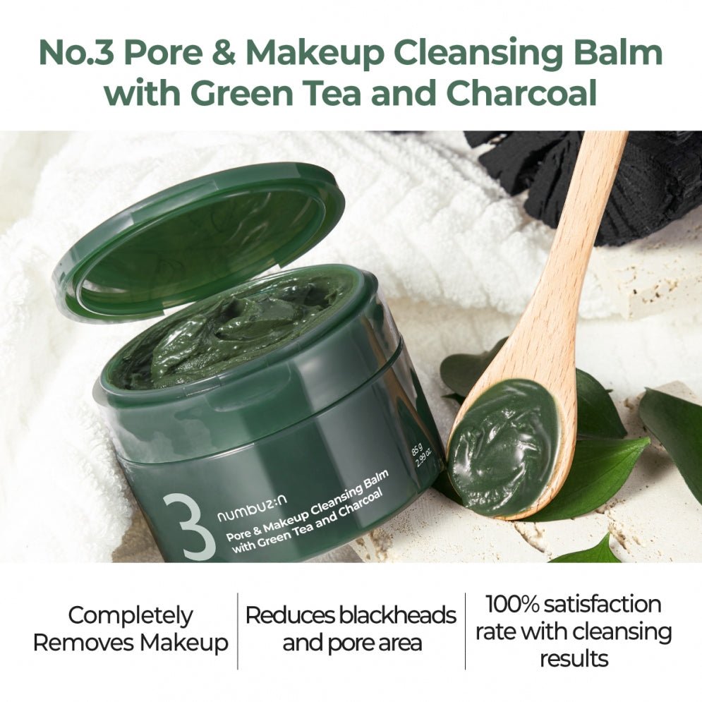 [numbuzin] No. 3 Pore &amp; Makeup Cleansing Balm With Green Tea And Charcoal [85g] - Cleansing